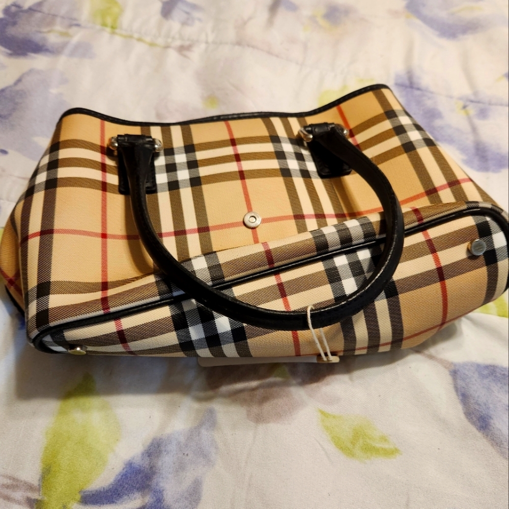 Authentic Burberry Check Canvas Tote Bag. EUC. 15”L X 10”H